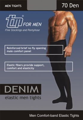 Мъжки чорапогащи с еластан Denim 70 Den 5 черно XXL